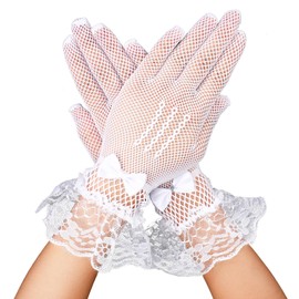 simarro 1 Pair Women's Lace Gloves, Elegant Short Gloves, Women's Lace Gloves, Gloves for Wedding Party and Tea Party, Prom, Evening Gloves Accessories, White
