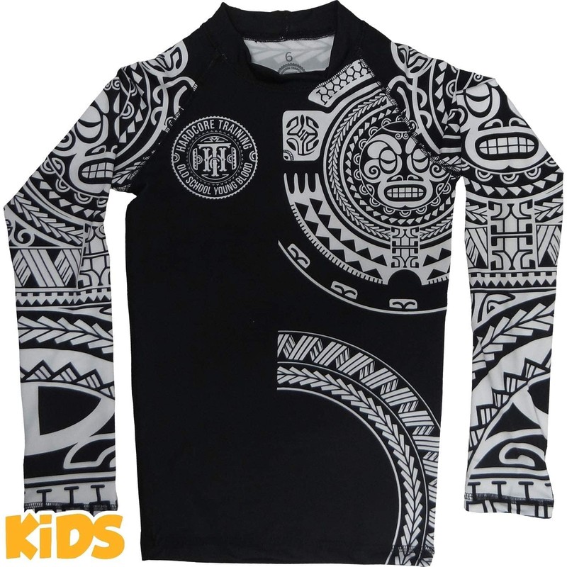 Hardcore Training Kids Rash Guard Compression Base Layer Tights No