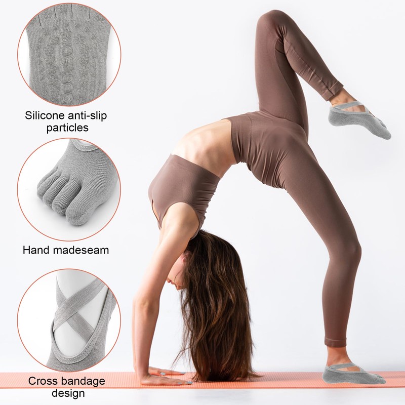 Leikedun Set di 4 paia di calze da yoga comode