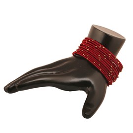 Touchstone Silk Thread Bangle Collection Handcrafted Faux Silk Thread Maroon Thread Golden Beads Bangle Jewelry For Women In Antique Gold Tone. Set of 12.