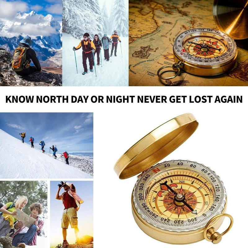 Compass Clamshell Compass Camping Gear Survival Gear Waterproof Luminous Compass