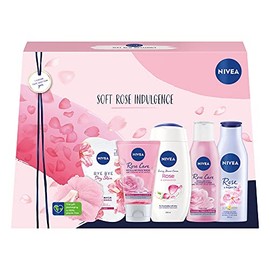 NIVEA Soft Rose Indulgence Gift pack, Full-Size Rosey Gift Set, Rose Themed Skincare Gifts for Her, Pampering Gifts for Women with a Floral Twist