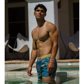 maamgic Mens Short 80s 90s Vintage Swim Trunks with Mesh Lining Quick Dry Bathing Suit Board Shorts Floral Dark Green X-Large