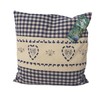 Pine Cushion Blue Checked with Heart Embroidery Filled with Pine