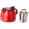 FORLIFE Bell Ceramic Teapot with Basket Infuser, 16-Ounce/470ml, Red