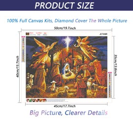 Religious Diamond Painting Kits for Adults, 5D DIY Jesus Christian Diamond Art Kits Full Drill Round Dimond Art Paint with Diamonds for Beginners 15.7 x 19.7 in (Jesus Nativity)
