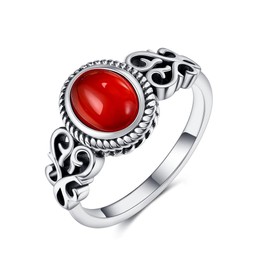 Carnelian Ring Sterling Silver Vintage Red Carnelian Crystal Jewelry Gift for Women O