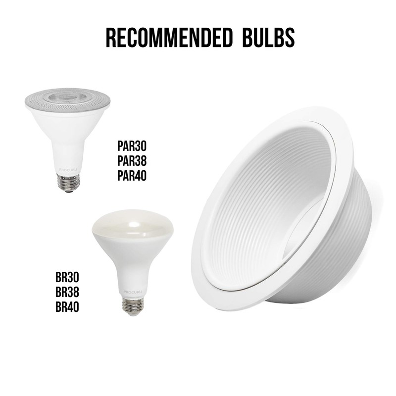 PROCURU [12-Pack] 6" Metal Recessed Can Light Trim Cover, Step
