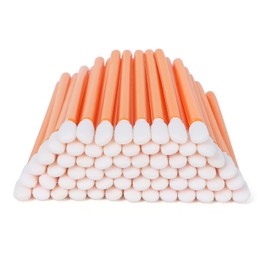 AAwipes Foam Swabs 4.1" (100 pcs, Round Head, Orange) Cleanroom Detailing Swab Sponge Sticks for Inkjet Printer, Optical Instruments (C5709C)