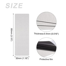 METALLIXITY Blank Metal Card (80 mm x 30 mm x 0.4 mm) Pack of 10 Brushed 201 Stainless Steel Name Plate - for Home Indoor Crafts Signage Etching Silver Tone