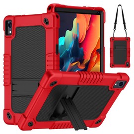 Sozengba Case for Urao C107,for Jeazans OC101/C107 10.1 Inch Tablet Case,Shockproof Kids Friendly with Shoulder Strap Stand Cover for HiGrace C107/ZOFYWNAS C107/Freeski C107 10.1 inch (Red/Black)
