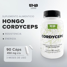 Hongo Cordyceps - 90 Capsulas - Adaptogeno Natural - Suplemento Antioxidante - Vitalidad y Energia - Contiene 350 mg De Cordyceps - Ground - 5H8 NUTRI
