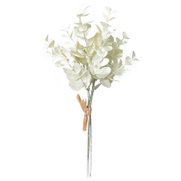 Asuka Artificial Flower Mini Eucalyptus Bunch, Cream Green, Total Length: Approx. 10.2 inches (26 cm), Leaf Diameter: Approx. 0.4 - 0.8 inches (1 - 2 cm), A-43856-053A, 1 Bundle (Set of 3)