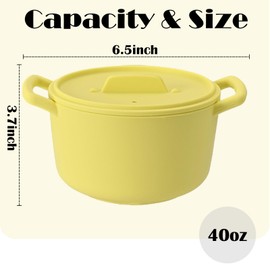 nestery 40oz Silicone Microwave Steamer with Handle & Lid, Microwave Steamer for Vegetables with Steam Holes, Easy Clean, Dishwasher Safe, Yellow