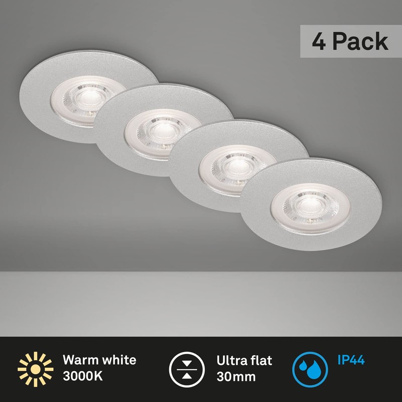 BRILONER Leuchten - 4er Set Einbauleuchten Decke LED, Einbaulampen ultraflach,