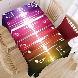 Beabes Music Notes Dinner Tablecloth Table Cover, Rainbow Spectrum Pulse Music Notes Hippie 52x70 Inch Table Cloth Dust-Proof Table Cover Protector for Home Restaurant Picnic Camping BBQ