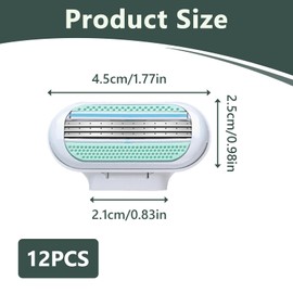 12 Nachfüllklingen für Damen, 3 Klingen mit Gleitstreifen, kompatibel mit Venusgriffen, präzise und weiche Rasur, ideal für empfindliche Haut, glatte und geschützte Haut, gegen Reizungen, blau