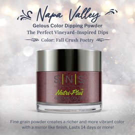 SNS Healthy Natural Nails SNS Nail Dip Powder, Gelous Color Dipping Powder - Fall Crush Poetry (Wine/Burgundy, Cream) - Long-Lasting Dip Nail Color Lasts 14 Days - Low-Odor & No UV Lamp Required - 1oz