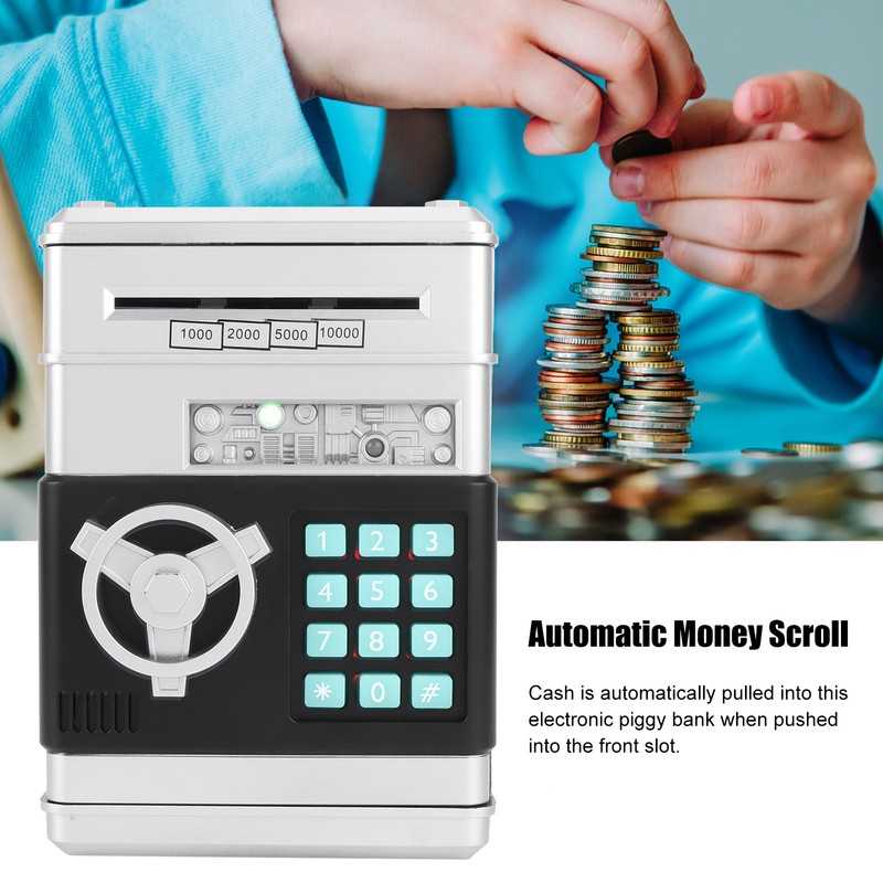 Electronic Piggy Bank Simulation ATM Password Money Box Cash Coins