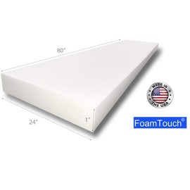 FoamTouch 1" x 24" x 80" Upholstery Foam, White