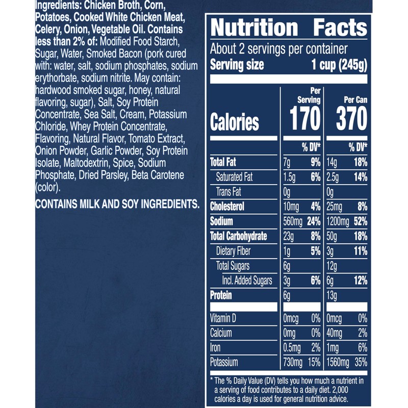 Progresso Chicken Corn Chowder, Reduced Sodium Canned Soup, 18.5 oz