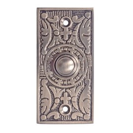Adonai Hardware Decorative Rectangular Brass Bell Push Or Door Bell Or Push Button - Antique Brushed Nickel