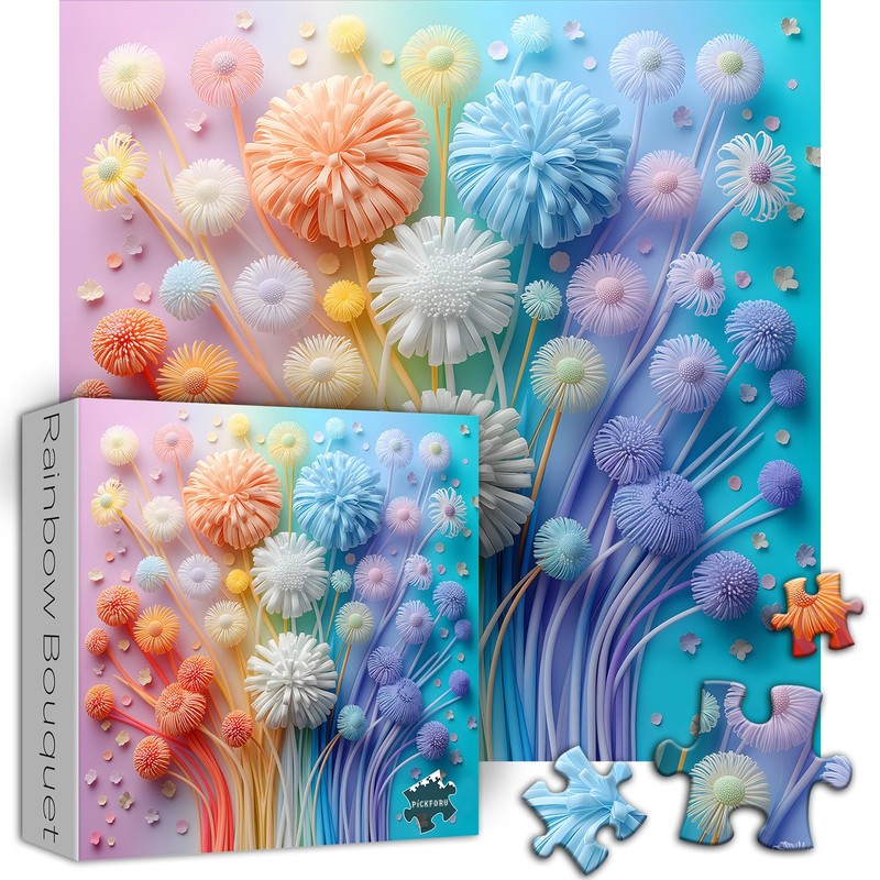 Flower Puzzles for Adults 1000 Pieces, Impossible Floral Puzzles, Colorful