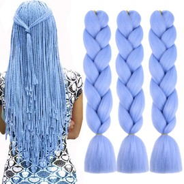 BALINGHAIR Braiding Hair Extensions Light Blue Braids Hair Hot Water Setting (A33-3Packs)