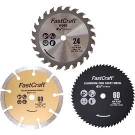 4.5" Mini Circular Saw Blades FastCraft 8pc Compact Saw Blades - All Industrial & PRO Grade (Segmented Diamond Blade, Carbide Tipped Blade, and HCS-HSS Steel Blade) Arbor 3/8" (9.5mm) Guaranteed Power