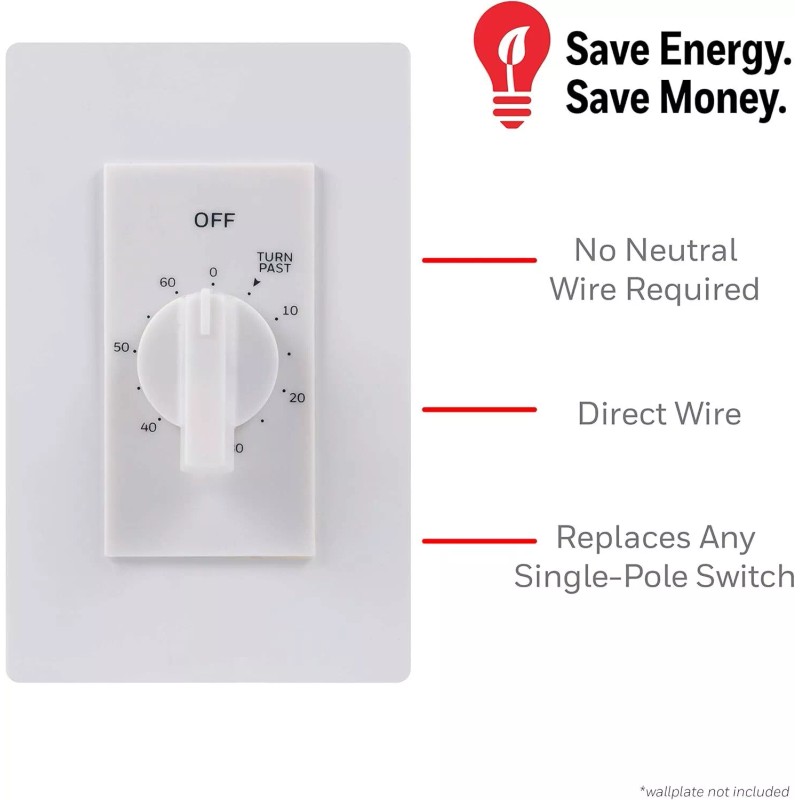 Honeywell In Wall Spring Wound Timer 60 Minute Countdown For