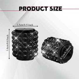 HQRNYP Car Wheel Tire Valve Caps, Valve Stem Cap, Crystal Tire Caps Shinny Rhinestone for Women, Universal Attractive Dustproof Bling Car Accessories for Cars, Trucks and Motorcycles (Black)