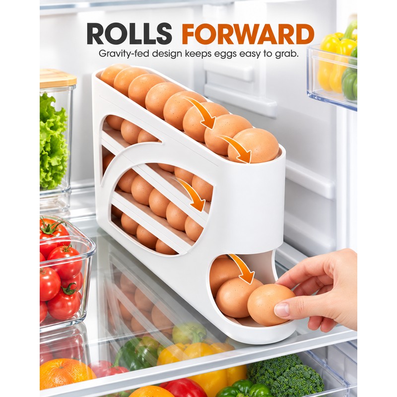 3 Tier Refrigerator Egg Storage Organizer – 28–30 Egg Capacity
