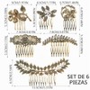 6 piezas de peinetas pelo vintage metálicas para mujer