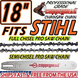 Rotary COPPERHEAD 18" BAR, FULL CHISEL & SEMI-CHISEL PRO SAW CHAINS FOR STIHL MS271 291