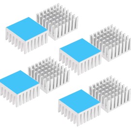 Heatsink Heat Cooling Fin Chip Heatsink Deear Chip Cooler Cooling Fin Square Aluminum with Thermal Conductive Double Sided Tape Silver 8pcs