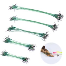 Wire Leader Set of 50 (50 Pieces), Fishing Wire Harris Fishing Tackle Fishing Wire Harris Fishing Tackle Stainless Steel with Swivel and Snap, For Fishes with Sharp Teeth, Fishing Line for Fishes (10,