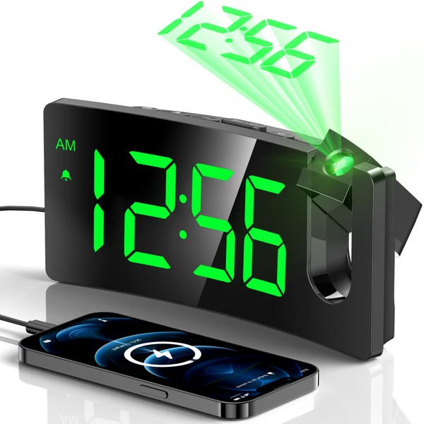 GOLOZA Projection Alarm Clock, Digital Clock with 180 Rotatable Projector,