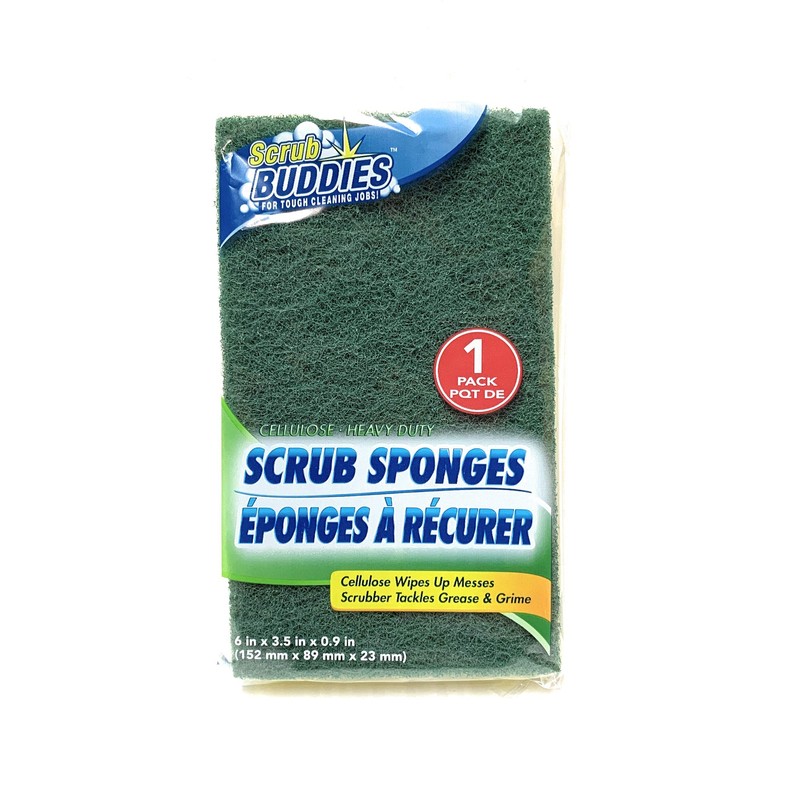 Scrub Sponge, cellulose wipes up mess & scrubber takles grease