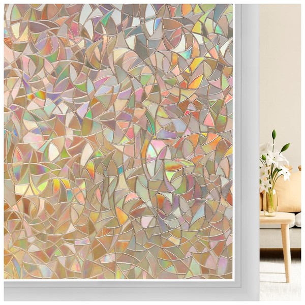 rabbitgoo Window Privacy Film Rainbow Film Decorative Window Sticker, 3D