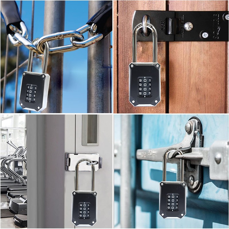 ZHEGE Lock with Combination Code, Long Shackle 57 mm, Heavy