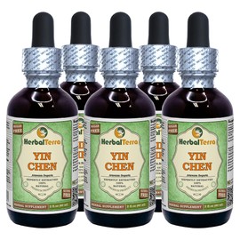 Yin Chen, Capillary Wormwood (Artemisia Scoparia) Glycerite, Dried Herb Alcohol-FREE Liquid Extract (Brand name: HerbalTerra, Proudly made in USA) 5x2 fl.oz (5x60 ml)
