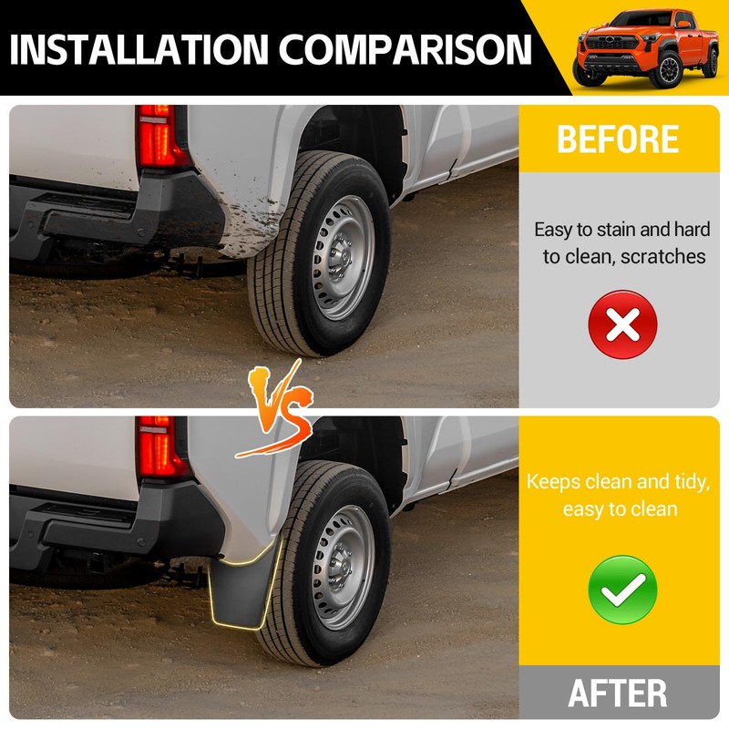 JTYZSM Mud Flaps for 2024 2025 Toyota Tacoma Mudguards Only