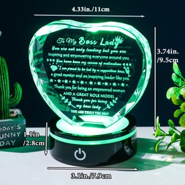YWHL Boss Lady Gifts for Women Crystal Keepsake Boss Lady Gifts with Led Base on Boss Day Birthday Appreciation Gifts for Female Boss Thank You Christmas Retirement Going Away Gifts for Boss Leader