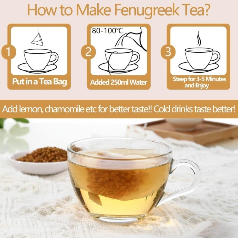 Maani Essence Premium 60 Fenugreek Tea Bags, Made with 100%
