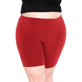 Stretch Is Comfort Women's Cotton Plus Size Bike Shorts Red 2XL