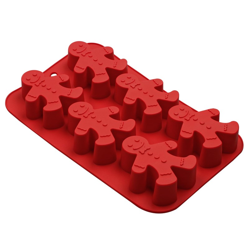 Silicone Gingerbread Man Mold, 2 Pack 6-Cavity Christmas Tray Baking