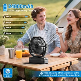 FRIZCOL 3-in-1 Camping Fan - Portable Fans Rechargeable - 24000mAh Battery Powered Fan with Light & Remote for Indoor, Outdoor, Tent, Travel, Fishing,