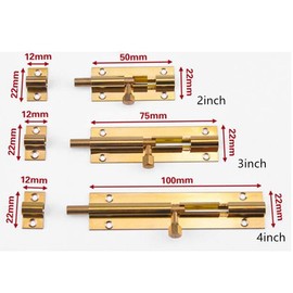 2pcs Door Bolt Brass Barrel Slide Lock with Screws for Bathroom Toilet Door, 4inch