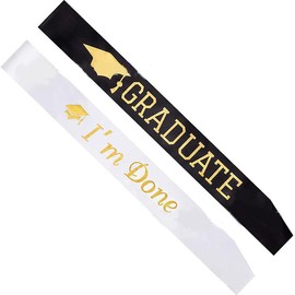 Losuya 2 Pieces Graduate I'm Done Graduation Sash Graduate Sash Graduation Party Decoration Supplies