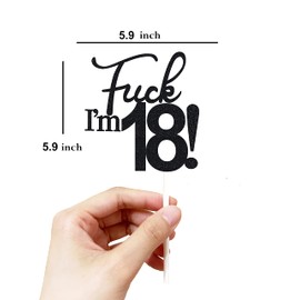 Decoración para tartas de cumpleaños, purpurina negra, 18 decoraciones para pasteles, 18 decoraciones para tartas